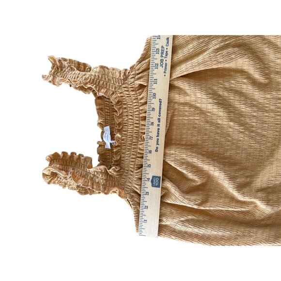 Lauren Conrad Smocked Ruffle Strap Sleeveless Top Mustard Yellow Size XS Boho - Picture 6 of 6